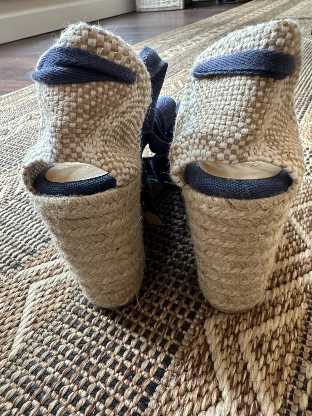 CASTANER Chiara Wedge Espadrilles Dark Blue Canvas Size 40 (9)